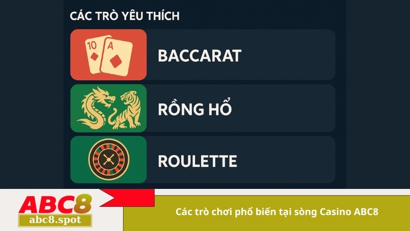 Các trò chơi phổ biến tại sòng Casino ABC8