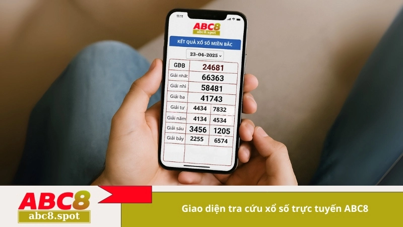 Giao diện tra cứu xổ số trực tuyến ABC8