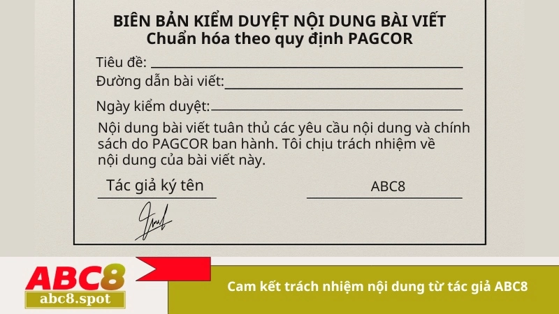 Cam kết trách nhiệm nội dung từ tác giả ABC8